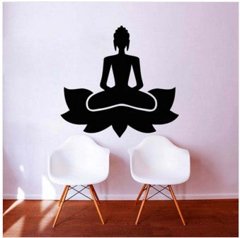 Buddhism Black Printed Decals Meditate Lotus Pose