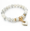 Heart Charm Boho Natural Stone Bracelet