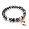 Heart Charm Boho Natural Stone Bracelet
