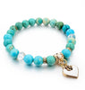 Heart Charm Boho Natural Stone Bracelet